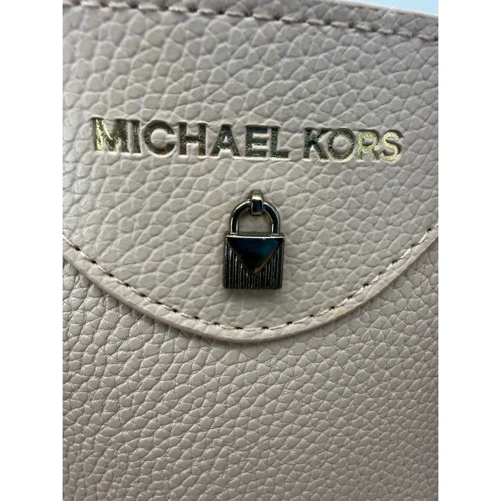 Michael Kors Large Faux Leather Square Tote Light Baby Blush Pink Bag Purse